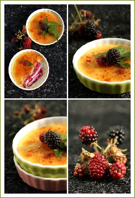 Crème brûlée au sirop de fleurs de sureau et sa compote de mûres - delimoon.com