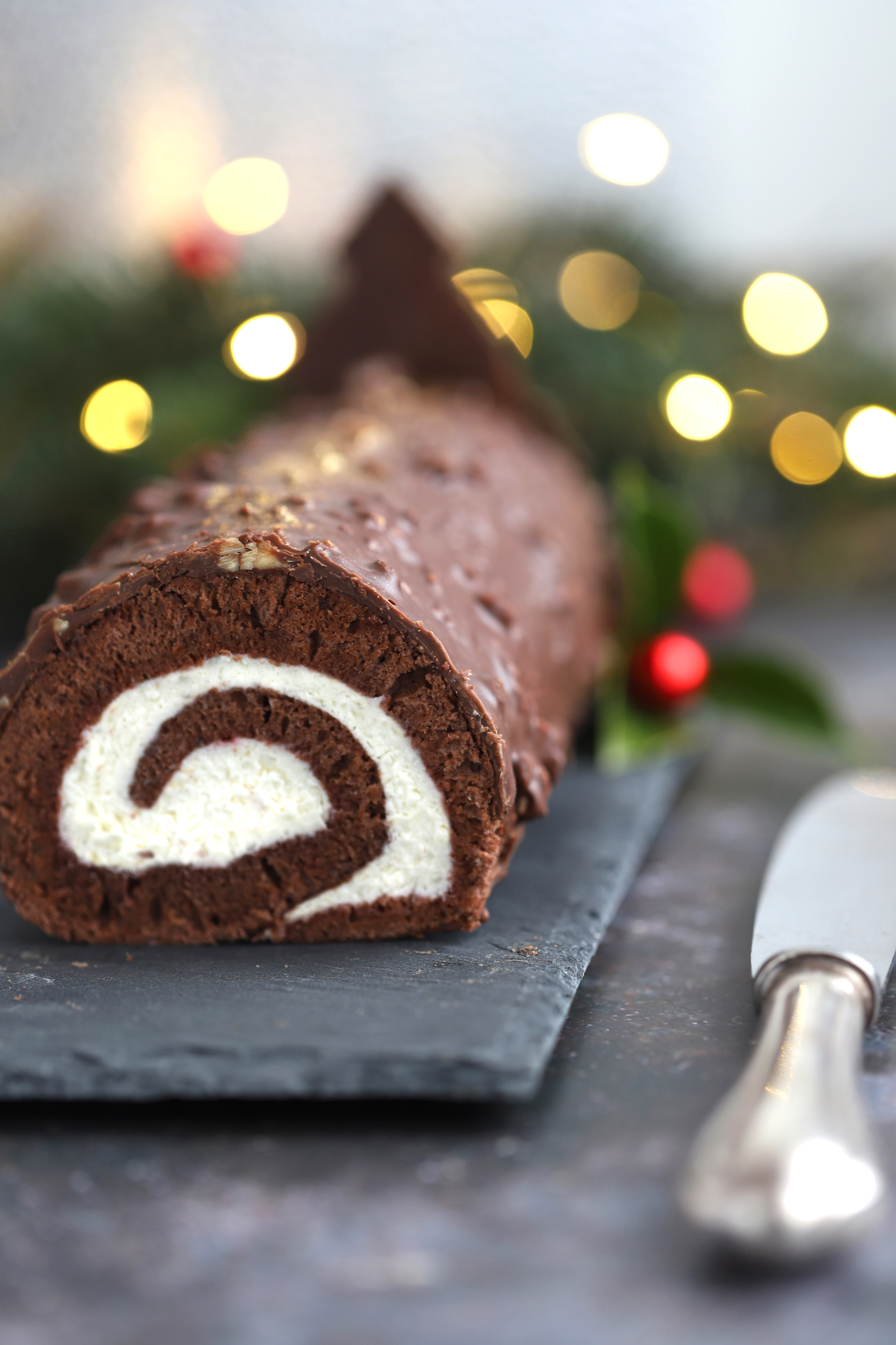 Bûche de Noël chocolat au lait, noisette et vanille - chocacaothe